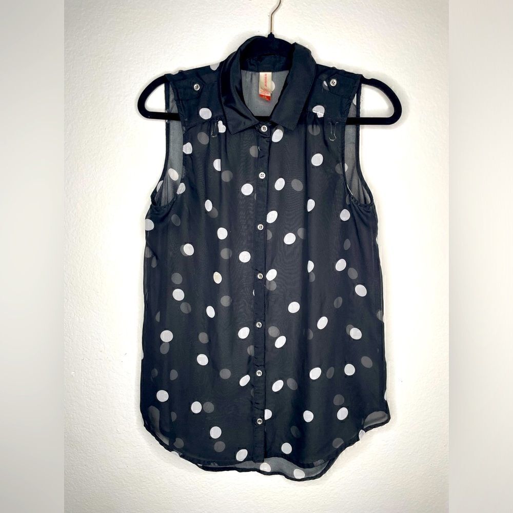 SheerโBlackโPolkaโDotโBlouse